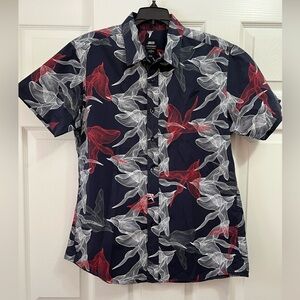 Publish Authentic Garments Today for Tomorrow Navy Print Button Down Shirt